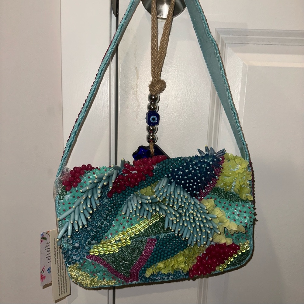 sea life sea anemone tropical colorful Beaded Women's Bag